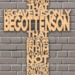 John 3:16 written in wooden Cross shape